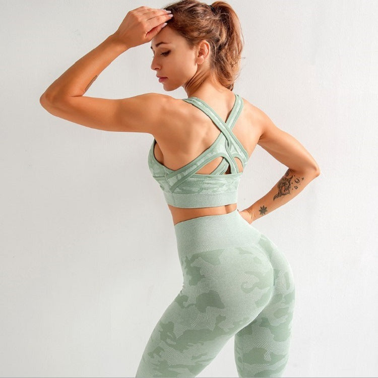 Slim Print Sports Bra And Pants Set