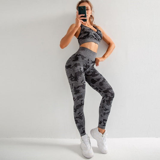 Slim Print Sports Bra And Pants Set