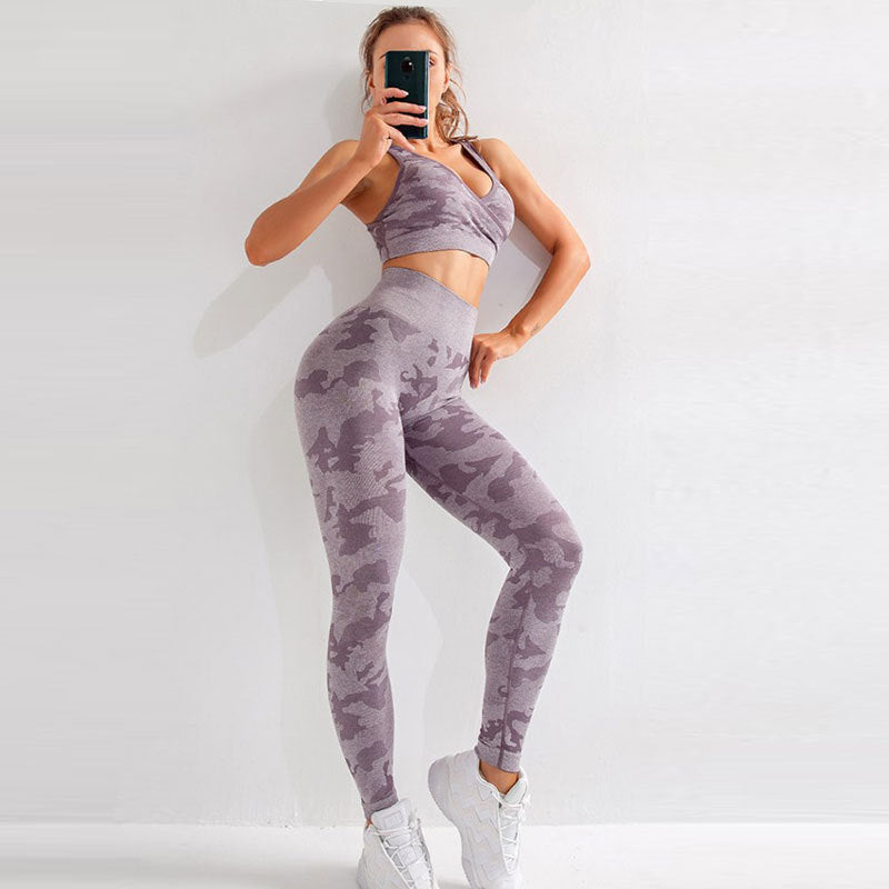 Slim Print Sports Bra And Pants Set