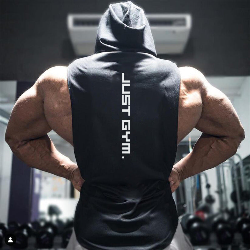 Men Fitness Loose Hooded Vest