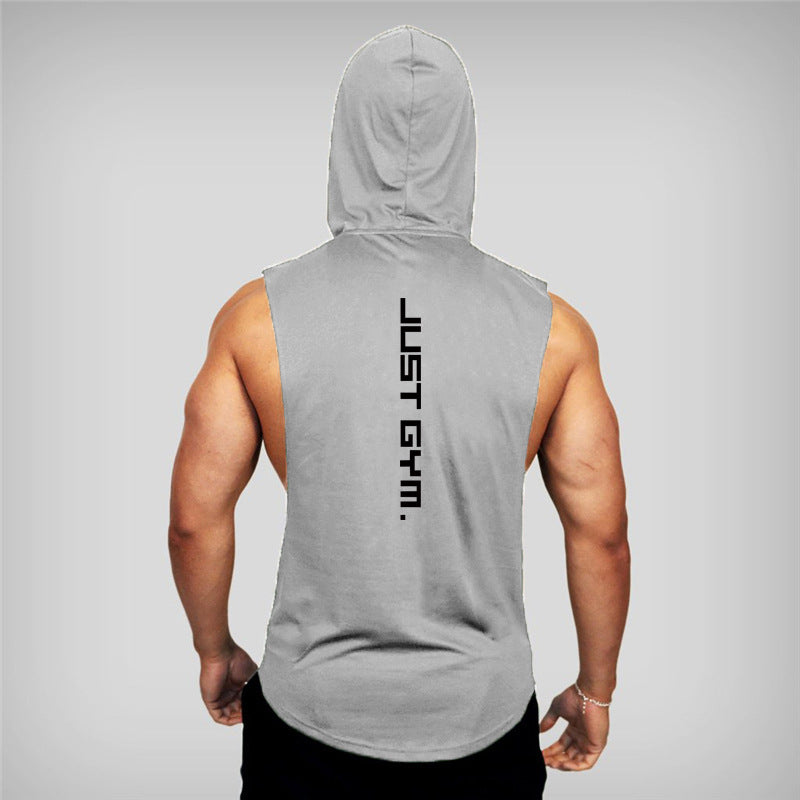 Men Fitness Loose Hooded Vest