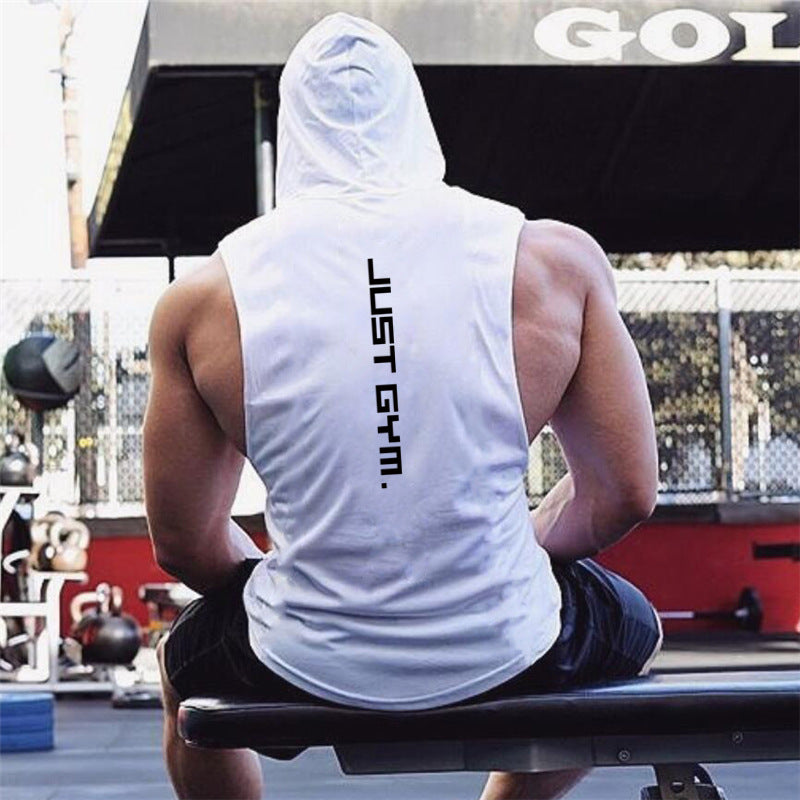 Men Fitness Loose Hooded Vest